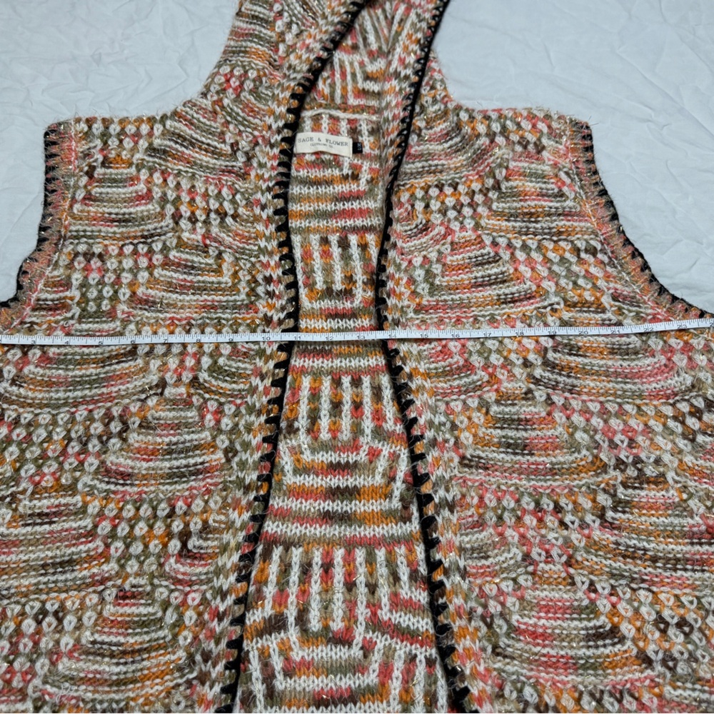 Textured Multicolor Knit Vest with Black Trim